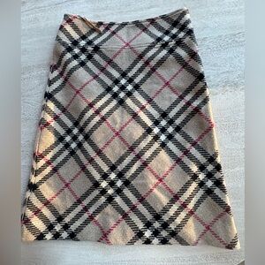 Burberry Beige and Black Plaid Pencil Skirt